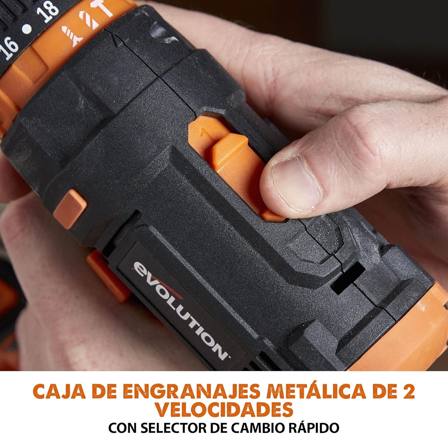 Evolution Power Tools R13CMB-Li Cordless Combi Drill with Variable Speed & Belt Clip - Battery NOT Included, Black/Orange,105-0001