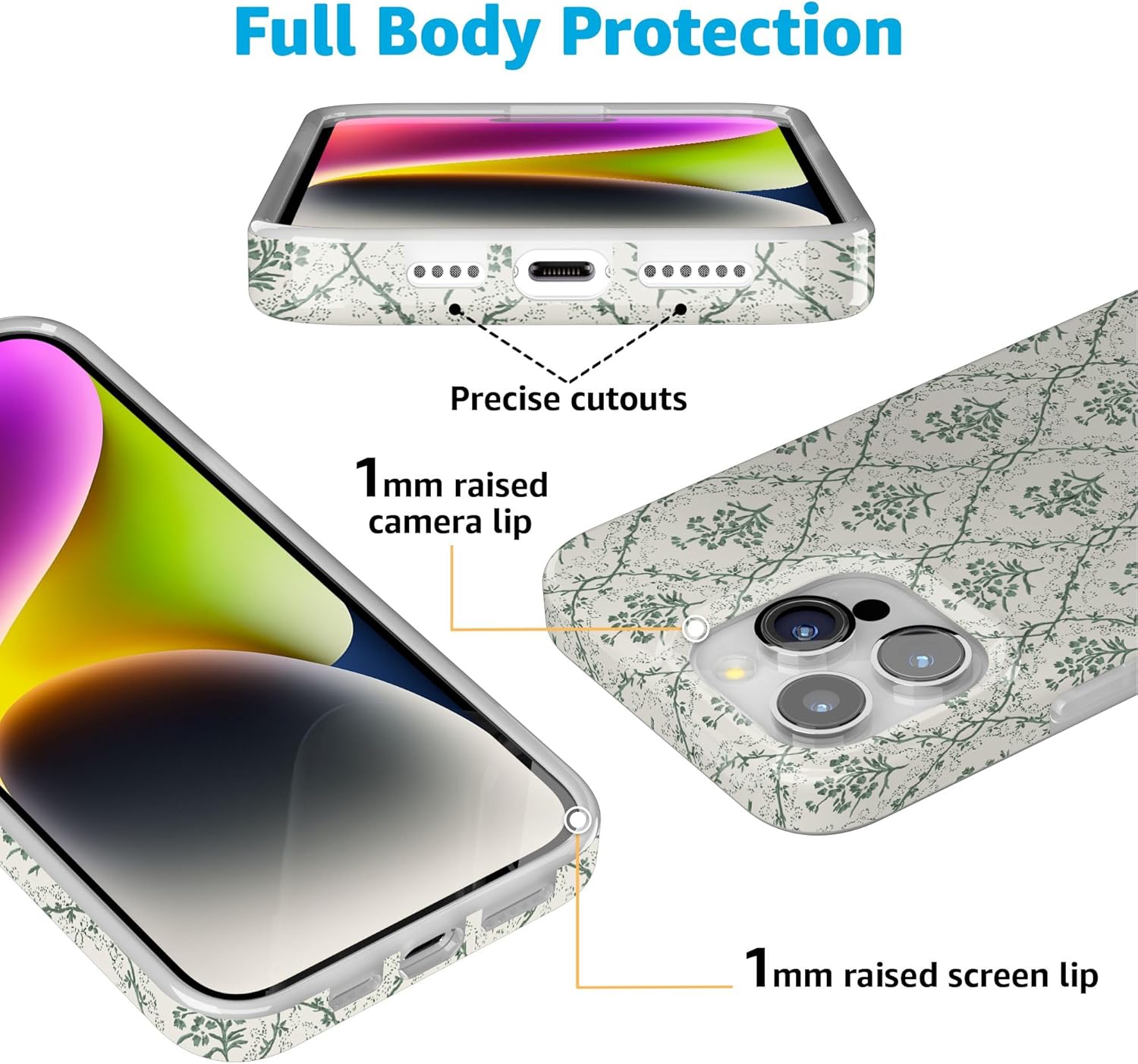 Casely iPhone 15 Pro Case | Sage Tapestry | Floral Vines | Compatible with MagSafe | Classic Ultra Thin Design
