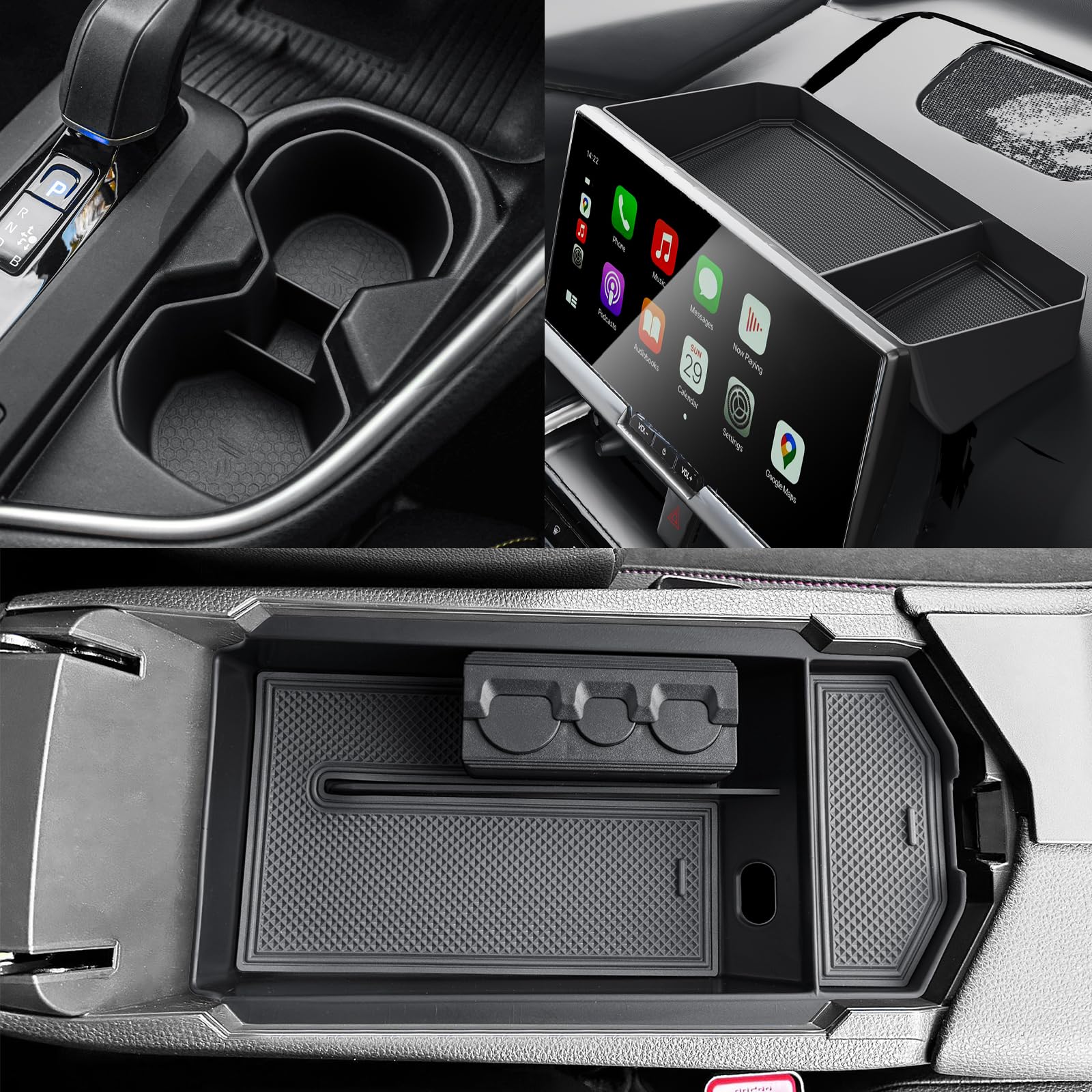 CDEFG Kompatybilny z Toyota C-HR CHR 2024 2025, konsola środkowa, organizer i uchwyt na napoje, pudełko do przechowywania, konsola samochodowa CHR Hybrid 2025, akcesoria [3 sztuki]