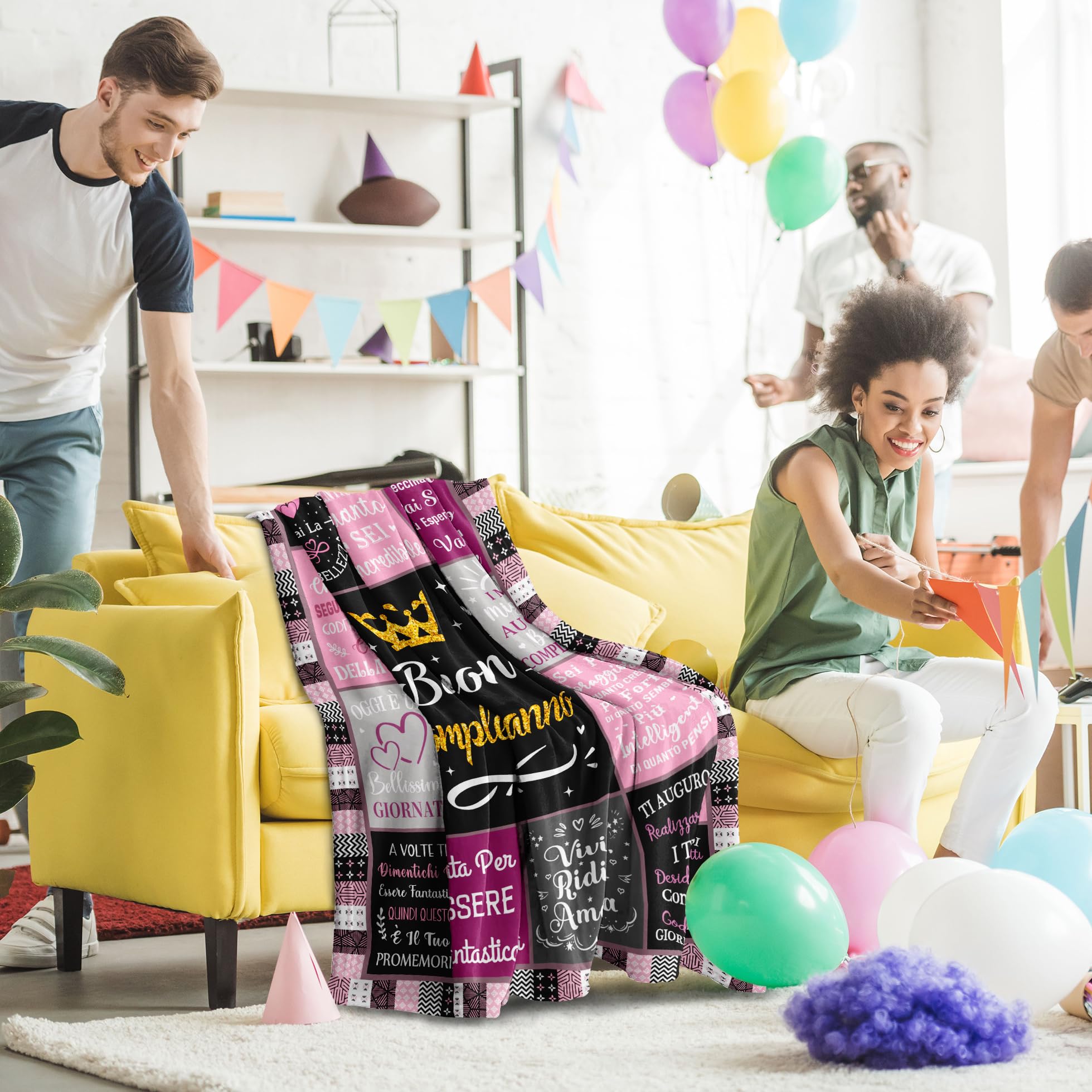 Regalo Donna Compleanno, Buon Compleanno, Regalo Migliore Amica Compleanno, Happy Birthday, Regalo Di Compleanno Migliore Amica/Mamma/Figlia/Sorella/Ragazza/Moglie, Idee Regalo Coperta 150x130CM