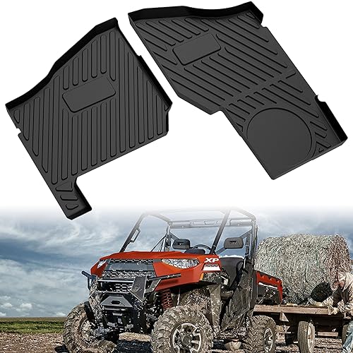 SAUTVS TPE Floor Mats for Ranger XP 1000 18-25, Front Row Floor Liners All Weather Protection Slush Mat Liners for Polaris Ranger 1000 / XP Crew 2018-2025 Accessories (2PCS #2882780)