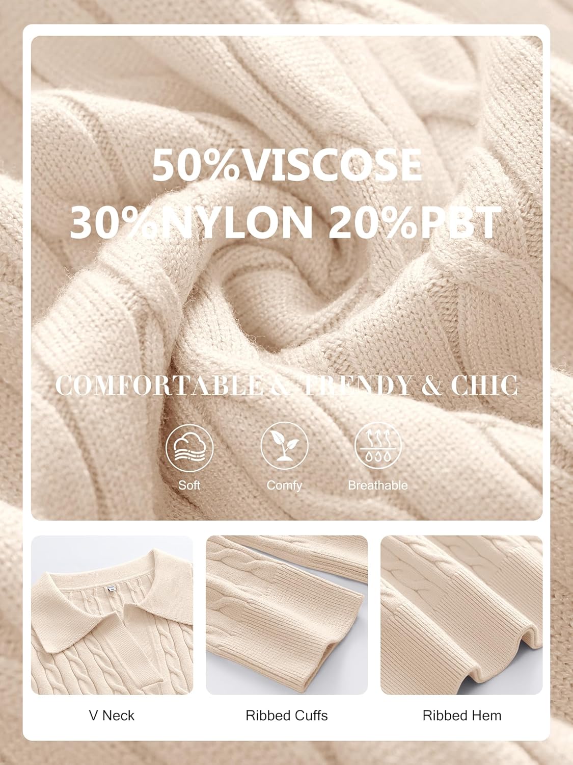 ANRABESS Womens Cable Knit Sweaters Long Sleeve V Neck Sweater Tops Casual Pullover Polo Shirts 2025 Fall Fashion Outfits - Image 6