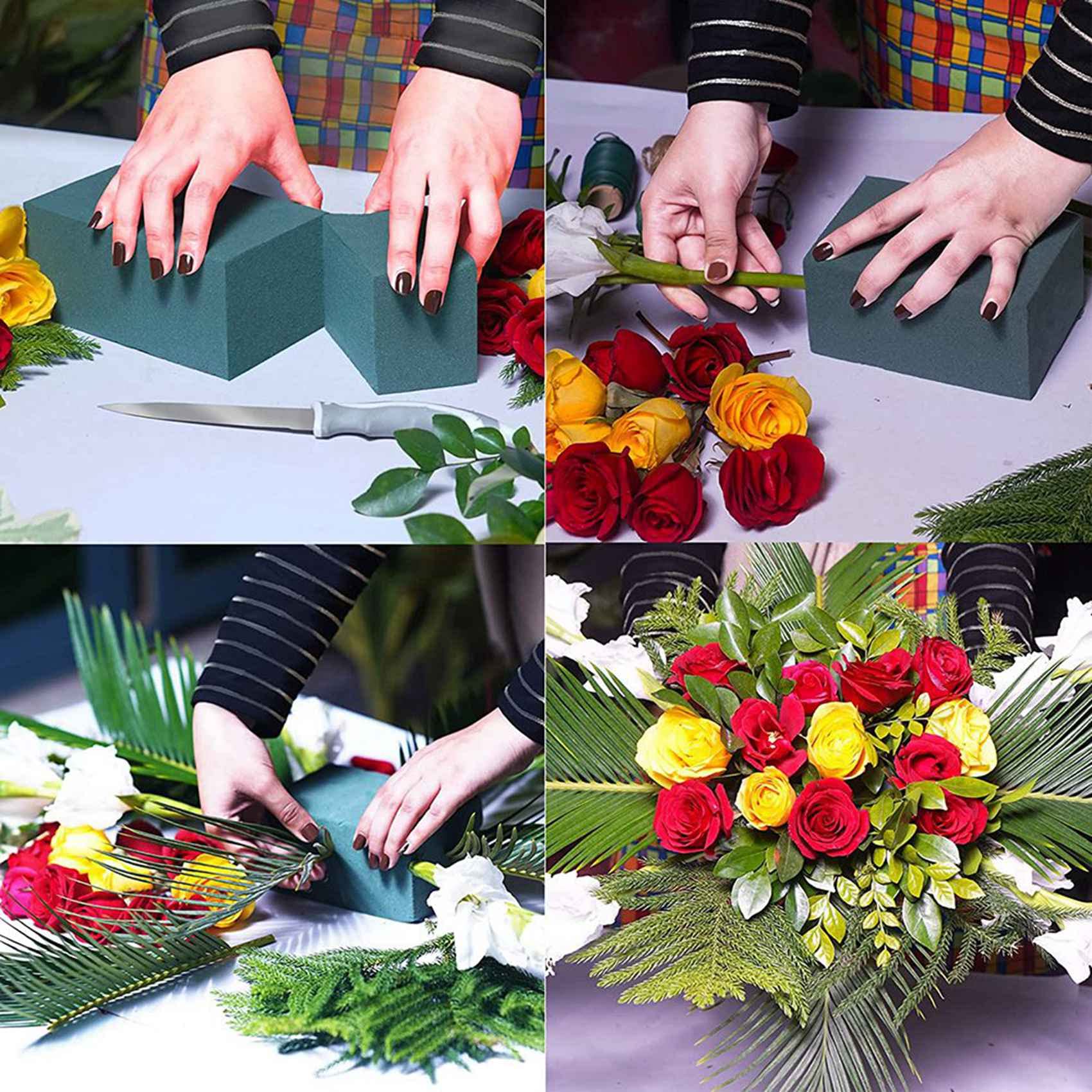 Paquete de 16 Bloques de Espuma Floral para Flores Frescas Y Artificiales, Bloques de Espuma Floral Secos Y Húmedos para Bodas, Cumpleaños, Decoración del Hogar