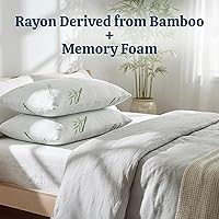 Vista 5 de OMEO Paquete de 2 almohadas de rayón de tamaño estándar derivado de bambú para dormir de espuma viscoelástica triturada para dormir de lado, espalda