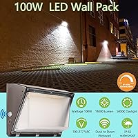 Vista 2 de Paquete de luz LED regulable de 100 W con fotocélula del atardecer al amanecer, 100-277 V 14000 lm 600-800 W equivalente a HPS/HID, iluminación