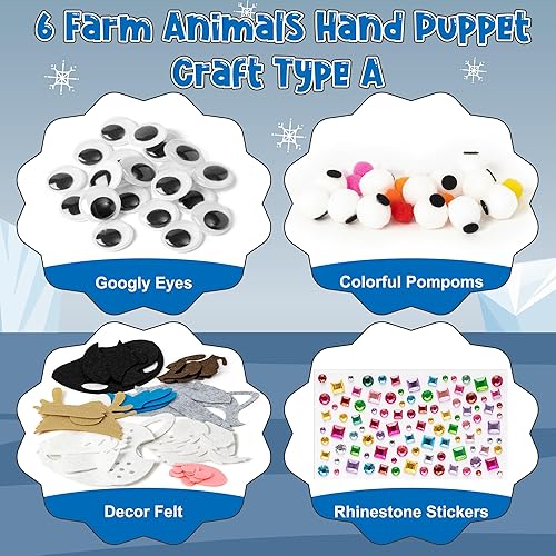 Vista 120 de WATINC Kit de 6 piezas de fabricación de marionetas de mano, calcetines de fieltro para manualidades, juguetes creativos de bricolaje para hacer tus