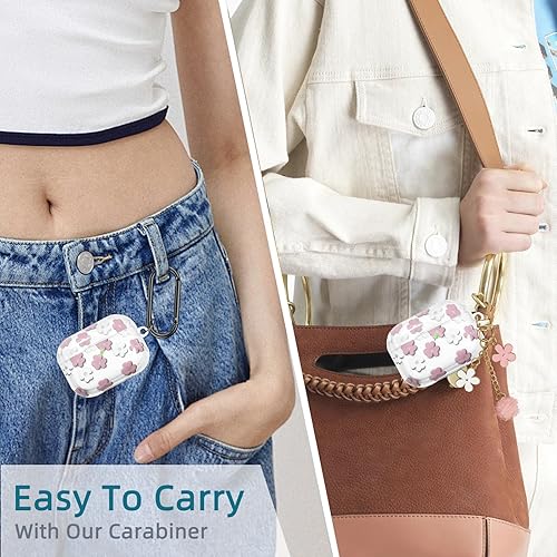 Miniatura 8 de Funda compatible con Apple AirPods Pro 2, TPU suave con bonito patrón de flores para AirPods Pro 21 funda con llavero de flores y kit de limpieza