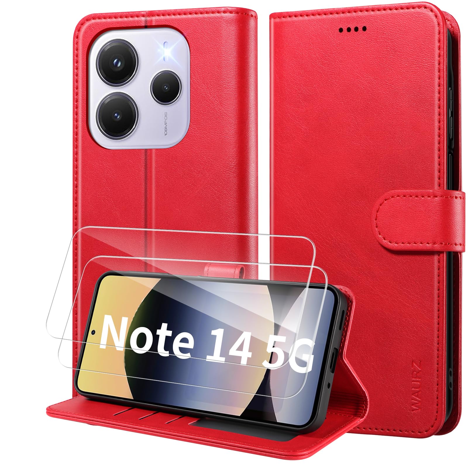 SUANPOT Etui Coque Pour Sasung Galaxy A14 5G [RFID Blocage] [agnétique Protection] Fentes Pour