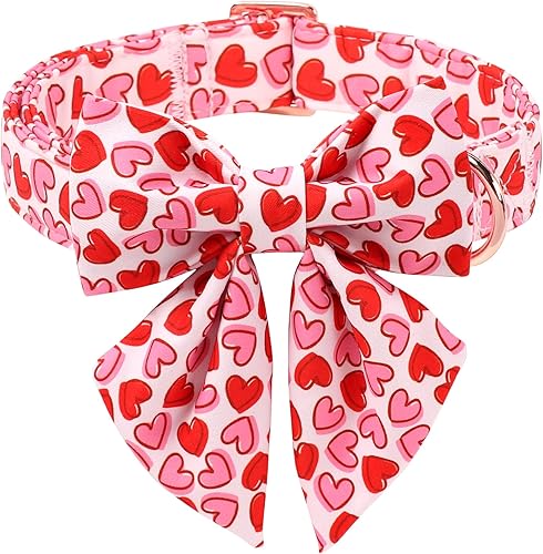 Miniatura 26 de Lindo collar de perro de fresa con corbatín – Collar ajustable de primavera y verano rosa con corbatín rosa, transpirable y cómodo, para perros