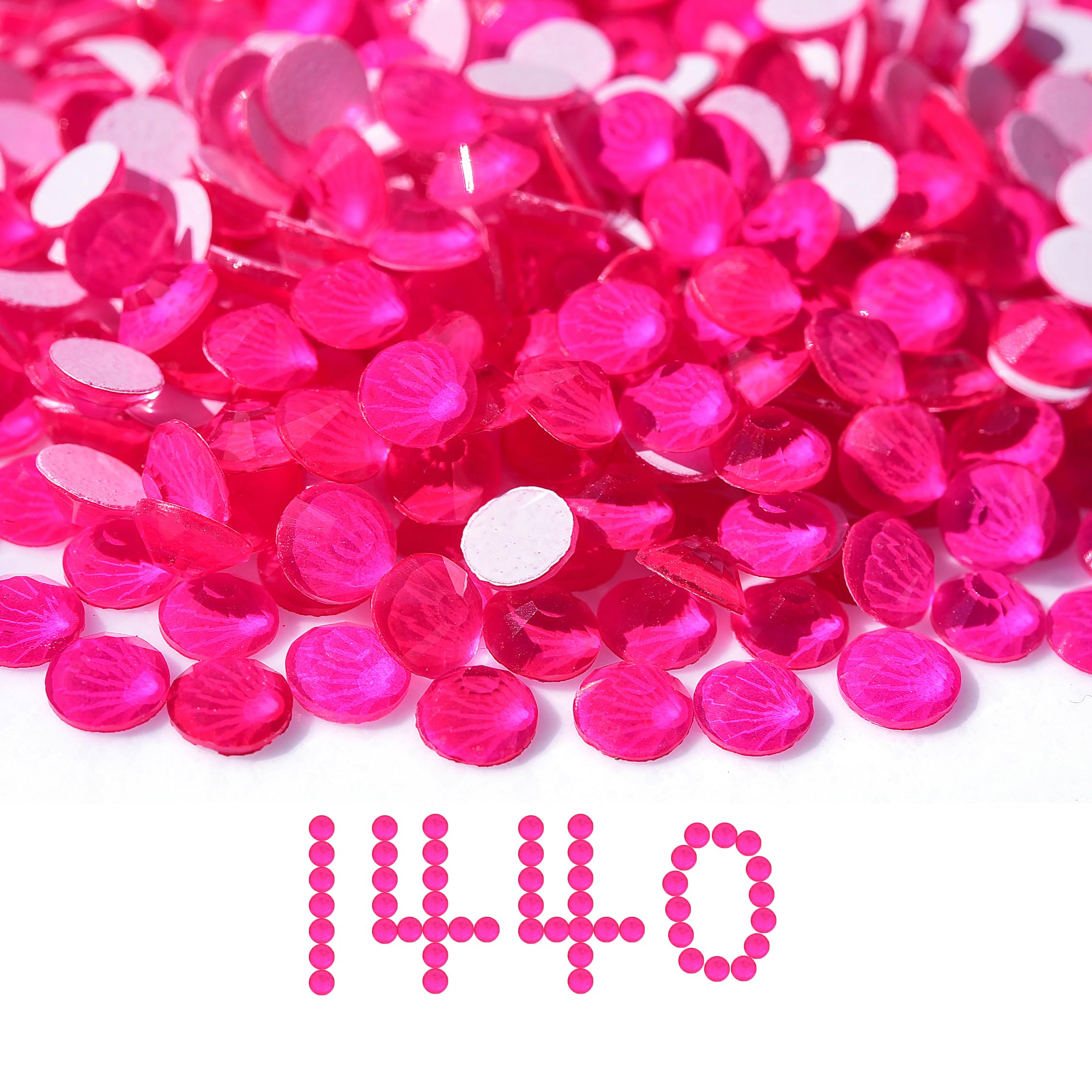 Blinginbox Flatback Glass Rhinestones,Neon Gems 1440pcs Non Hotfix Crystal Rhinestones for Nail Crafts Clothes Tumblers Face Makeup,Rose Neon,SS10