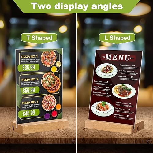 Vista 29 de Lechay Paquete de 3 soportes transparentes de 5 x 7 pulgadas para menús de mesa, soporte de exhibición de escritorio, soporte de papel, soporte