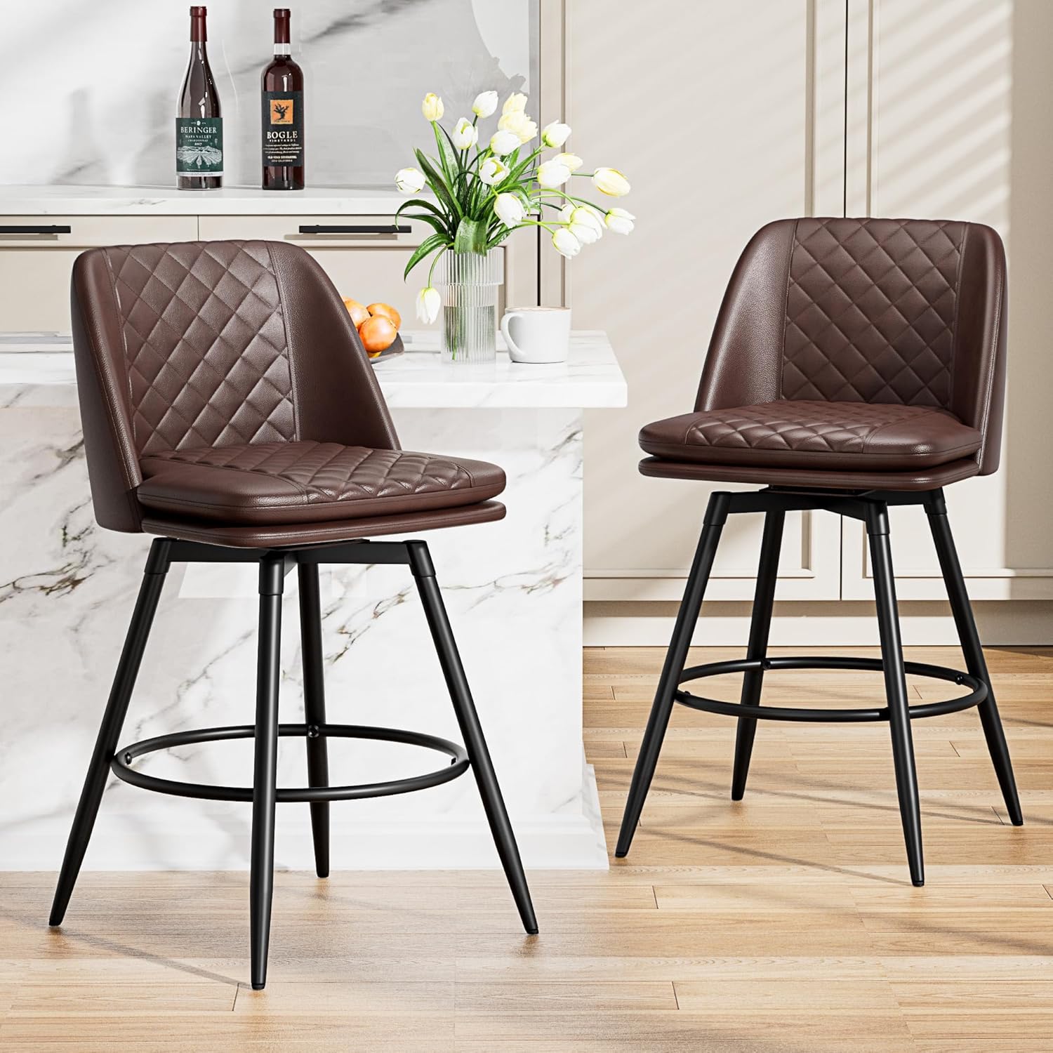 Amazon: 26 inch Bar Stools Set of 2, 360° Swivel Counter Height
