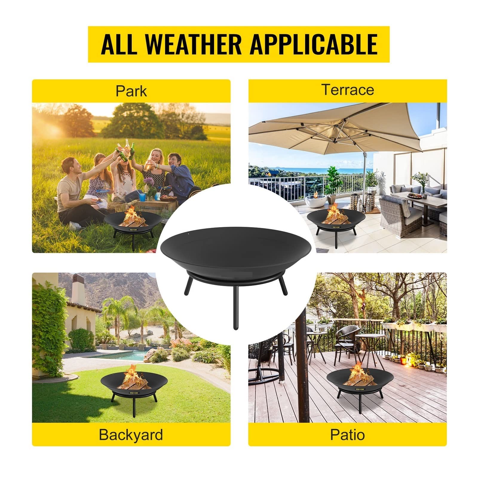 Miska na ognisko Piec do grilla Stal węglowa/żeliwo do utrzymywania ciepła, zewnętrzne patio Taras Przydomowy grill(30 inch Cast Iron)