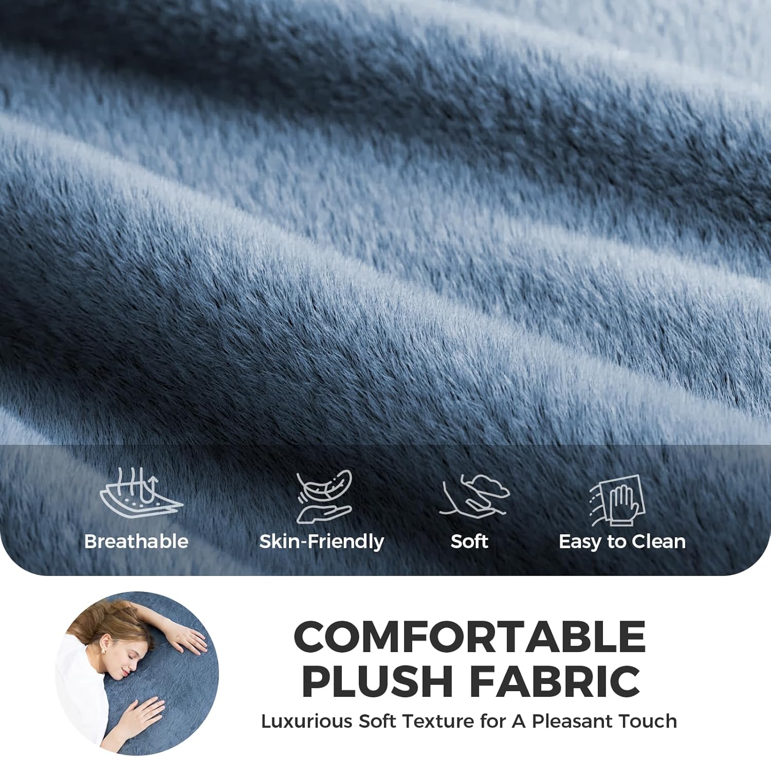 Giant Bean Bag Lounger Chair for Adults with Soft & Cozy Plush Fabric,Memory Foam Filled Beanbag Chair for Family Living Room,Bedroom and Game Room (Bluegrey) - Image 4