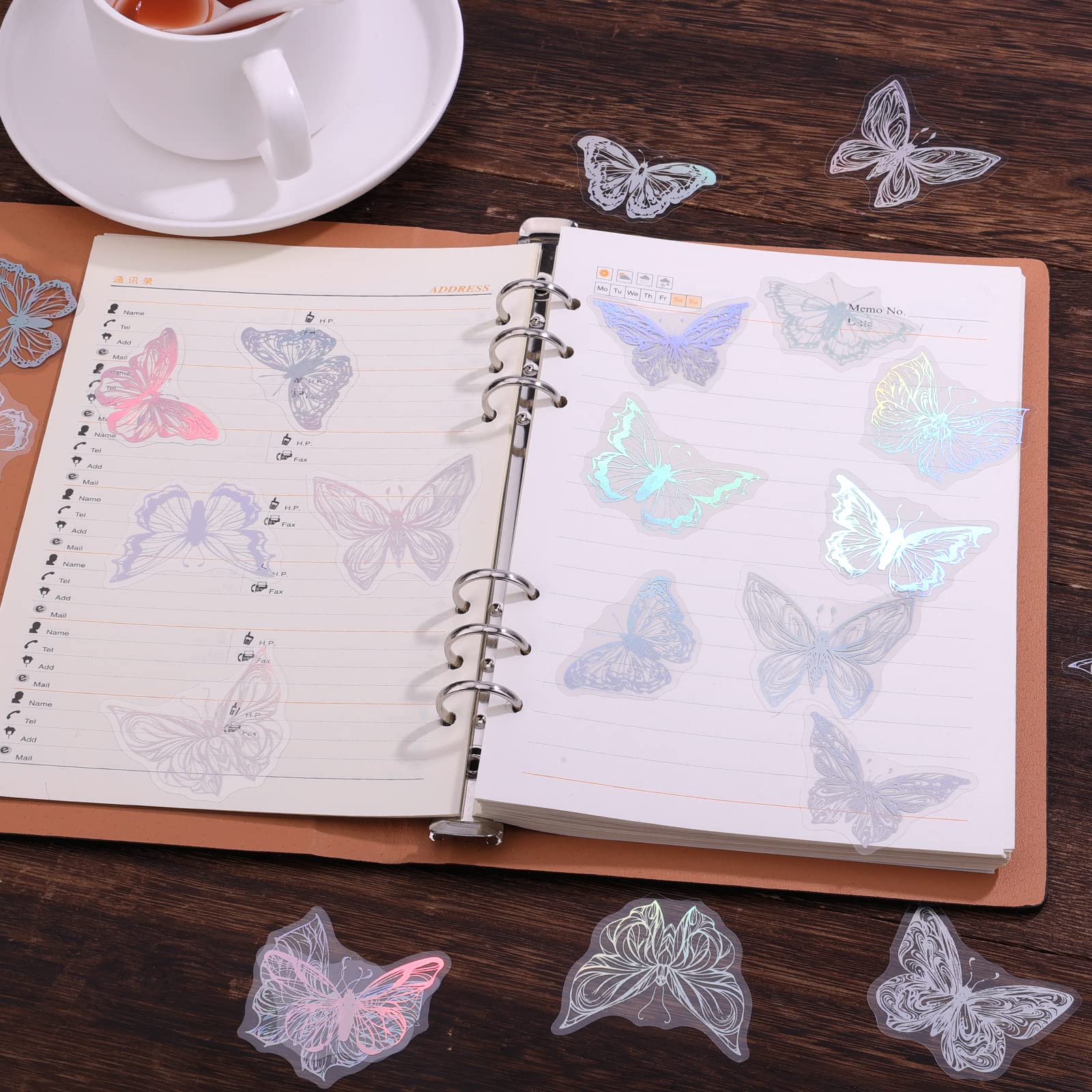 60 fogli glitter olografica lucite fiore finestra adesivo trasparente PET adesivo per scrapbooking album fai da te carta decorativa fare Bullet Junk Journaling Kits Planner Journaling Crafts