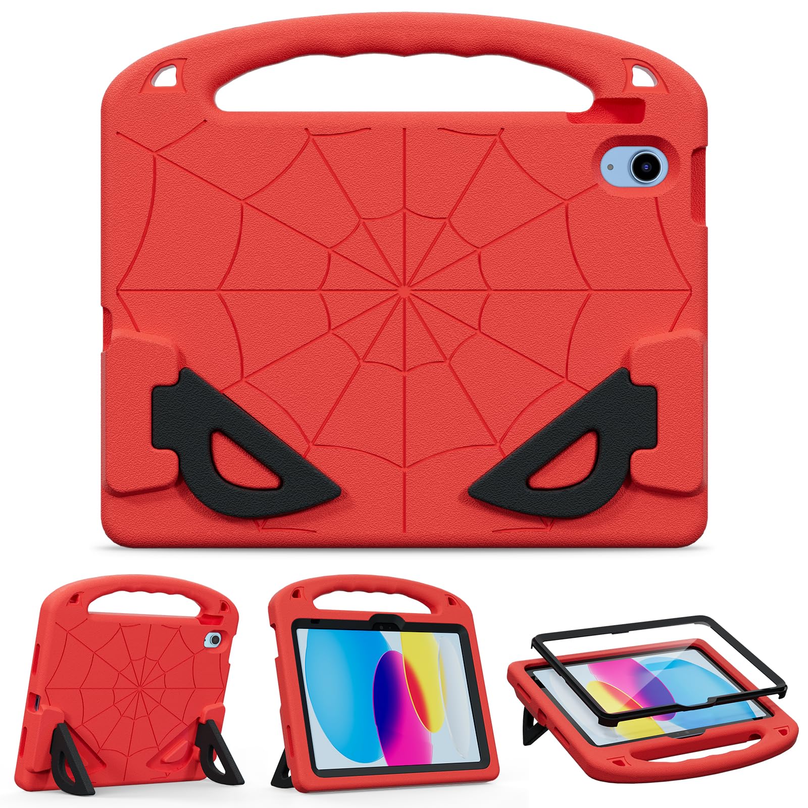 Coque iPad A16 2025 protège écran enfant pour dessiner et voyager en rouge - 8