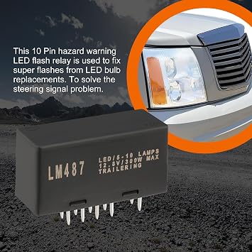 Flasher Relay for Led Warning and Turn Signal Fix Hyper Flash Module LM487