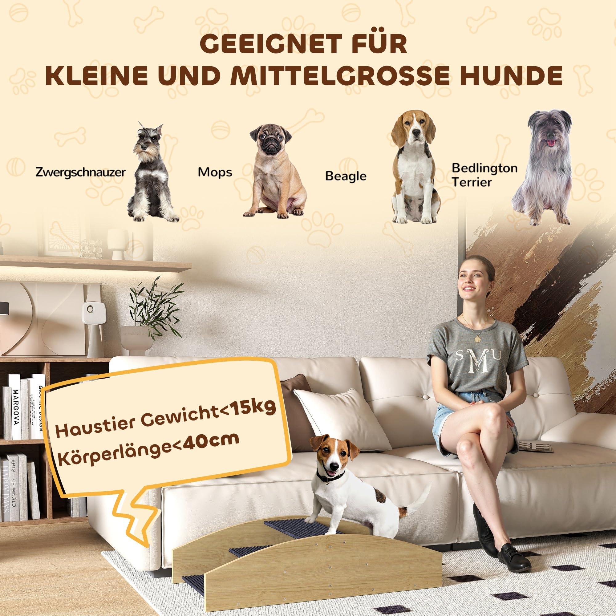 PawHut 2-in-1 Hundewippe für Kleine Hunde Welpen 80x39,5x20 cm Naturholz | Hunde Agility Wippe aus Holz, Rutschfeste Oberfläche, Hundetraining für Balance, für Mittelgroße Hund unter 15 kg