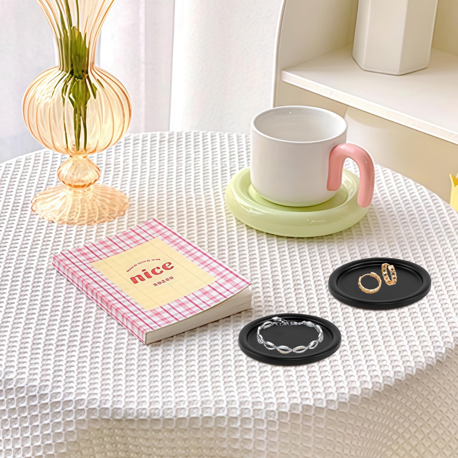 Lot De 4 Porte-Bougies Métal Noir Minimaliste - Plateau Rond 10 Cm Pour Bougies Piliers, Mariage, Noël Et Déco Table
