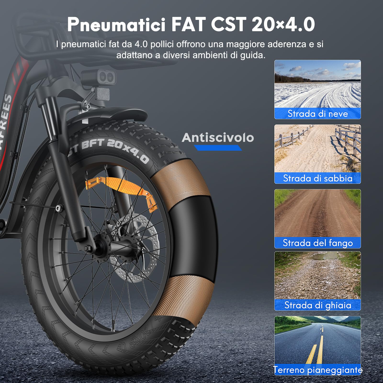 Fafrees Bici Elettrica Pieghevole 48V30Ah Batteria Rimovibile Bicicletta Elettrica 20"×4.0" Fat Tire 7 Velocità EBike Uomo Donna Adulti, Freni a Disco Meccanici