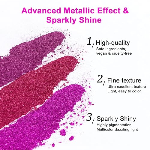 Miniatura 2 de Saviland - Juego de 36 polvos de uñas cromados con espejo, holográfico, metálico, negro, azul, plateado, dorado, espejo, polvo cromado para uñas,