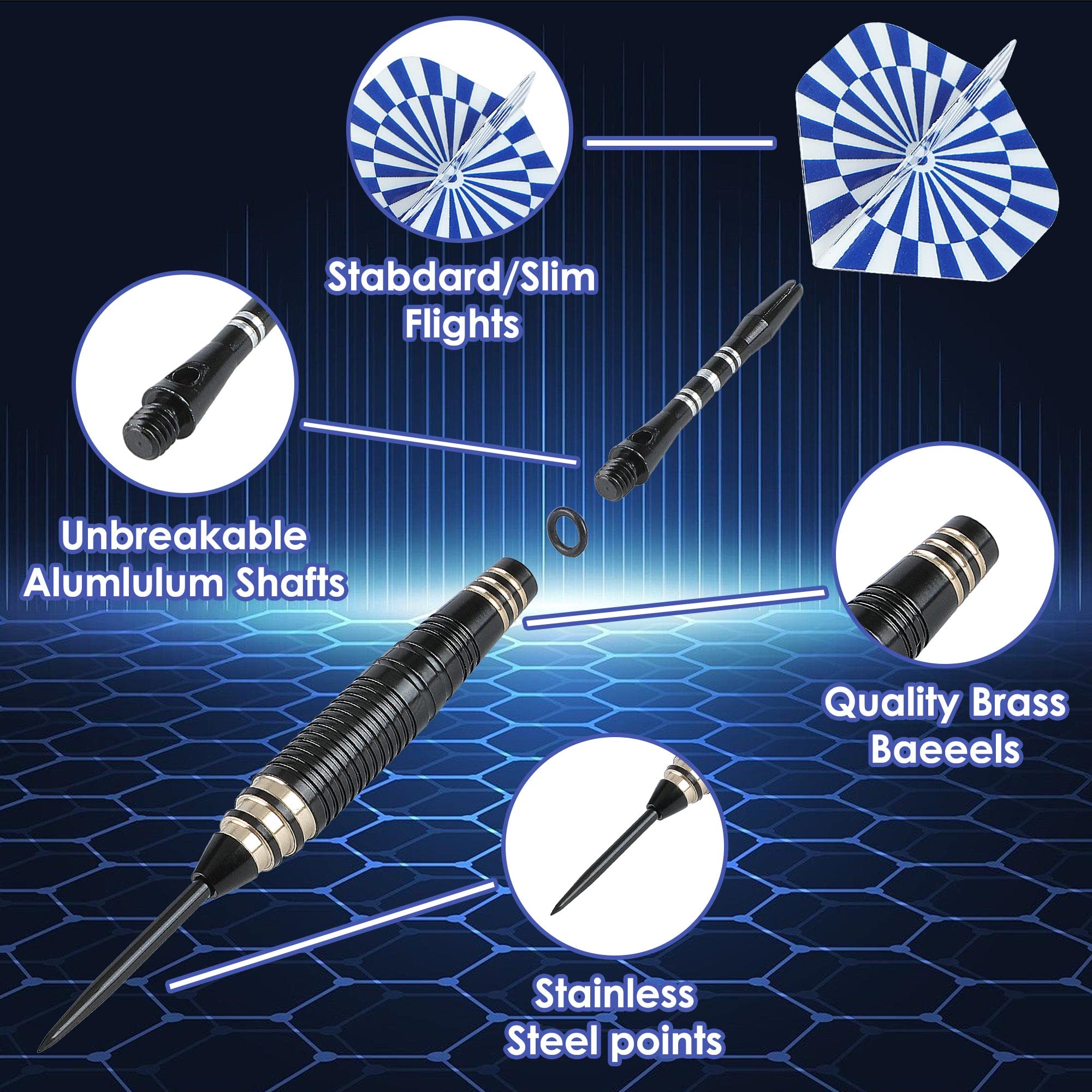 Set Freccette Professionali In Metallo - 12 Pezzi Con Accessori
