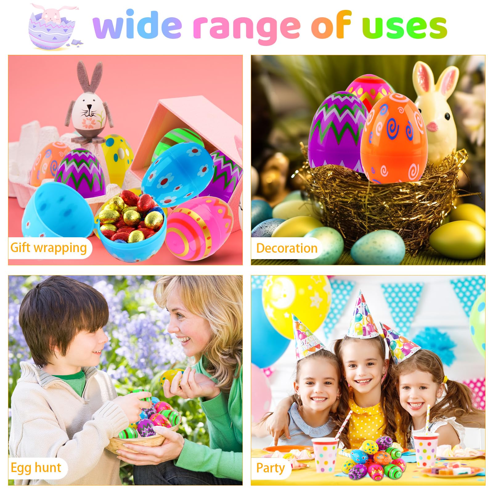 Lot De 54 Œufs De Pâques à Remplir – 6 Couleurs Assorties – 4,4 X 3 Cm – Idéal Pour Chasse Aux Œufs Et Déco – Dès 3 Ans