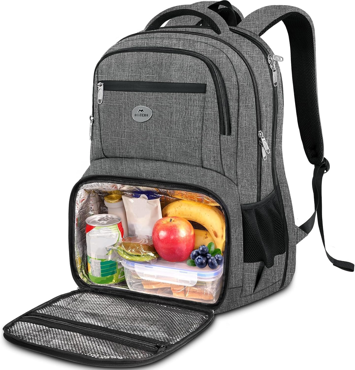 MATEIN Laptop Rucksack mit Kühlfach, Lunch Rucksack Reiserucksack Herren mit USB Ladeanschluss, Anti Diebstahl TSA Freundlich Kühlrucksack für Business Arbeit Schulrucksack