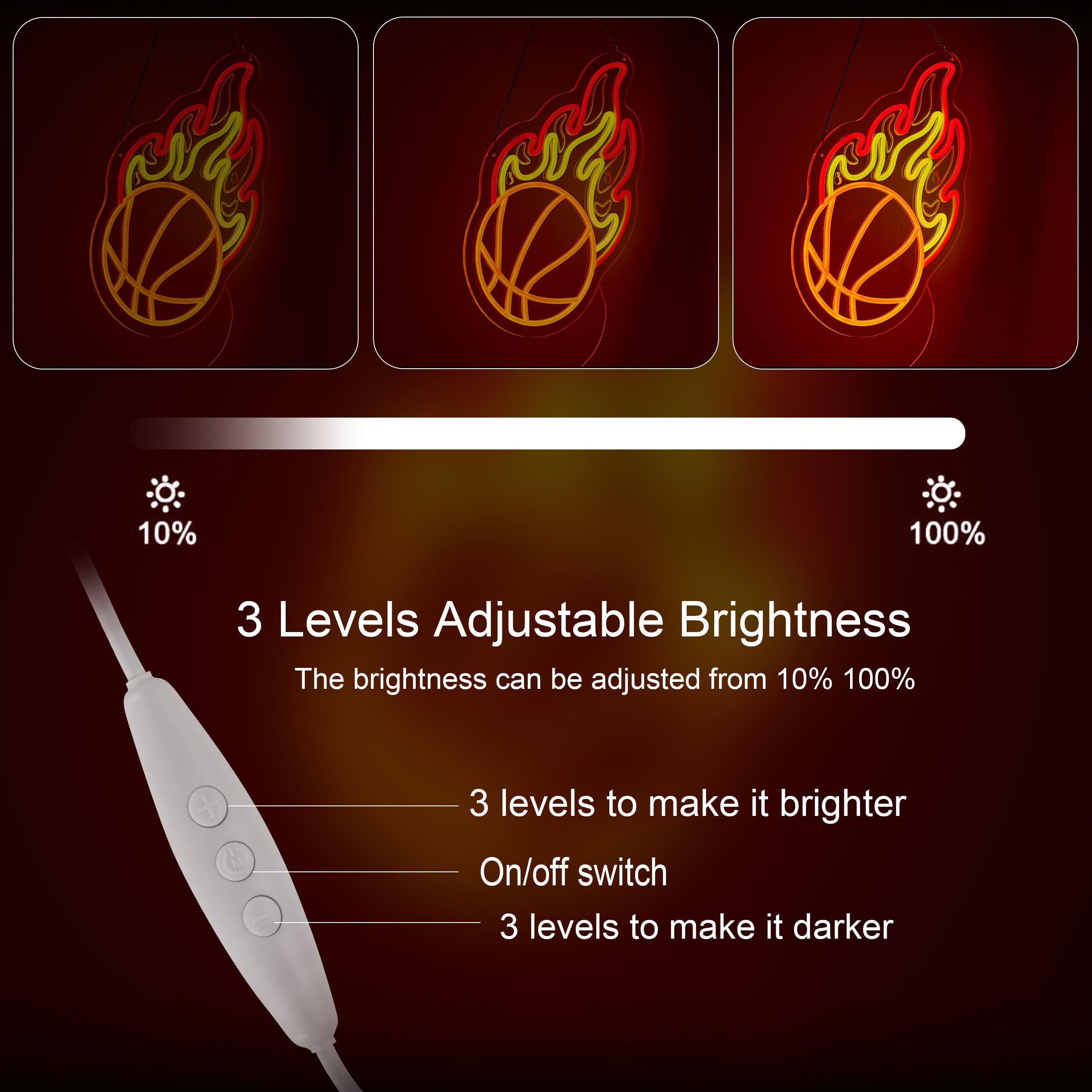 Hoyoelec Basketball Neon Sign for Wall Décor Dimmable LED Bar Beer Neon Light USB Powered Neon Art Signs Decor