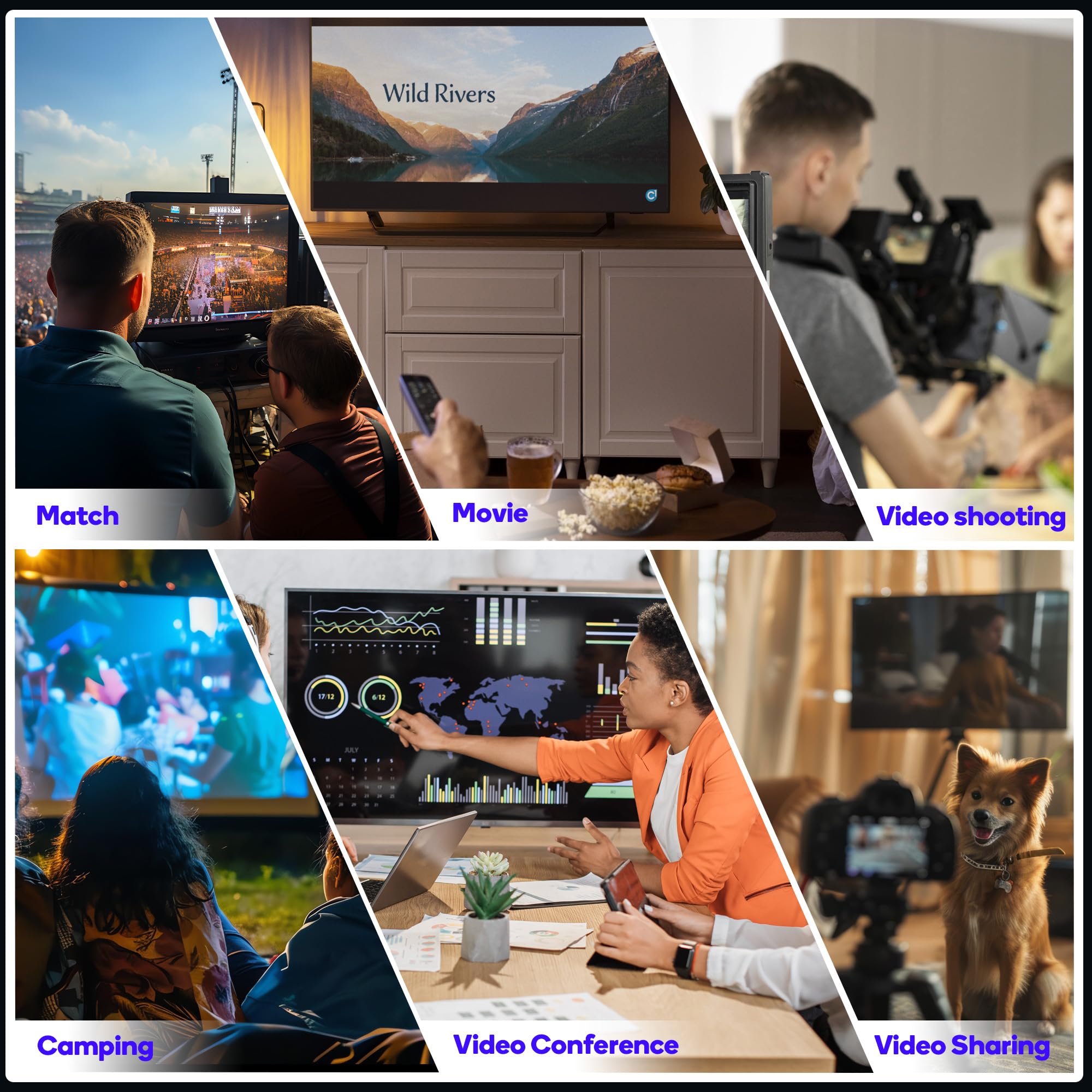 Émetteur et récepteur vidéo sans fil pour moniteur de caméra, moniteur portable de 7", mini écran HDMI 2,4 G/5G, entrée HDMI 4K/sortie 1080p, streaming vidéo à partir d'une petite TV Box/PC, petit