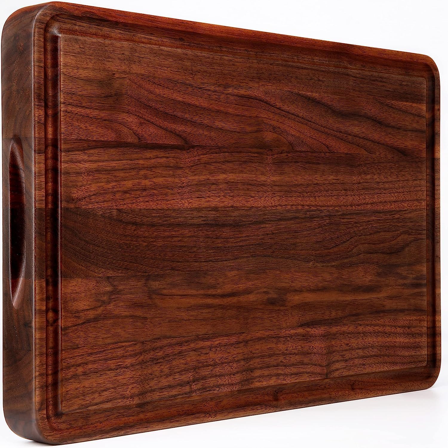Large Wood Cutting Board Walnut Inch Reversible with Handles and Juice Groove, Extra Thick Butcher Block Chopping Board Carving Cheese Charcuterie Serving Handmade by AtoHom