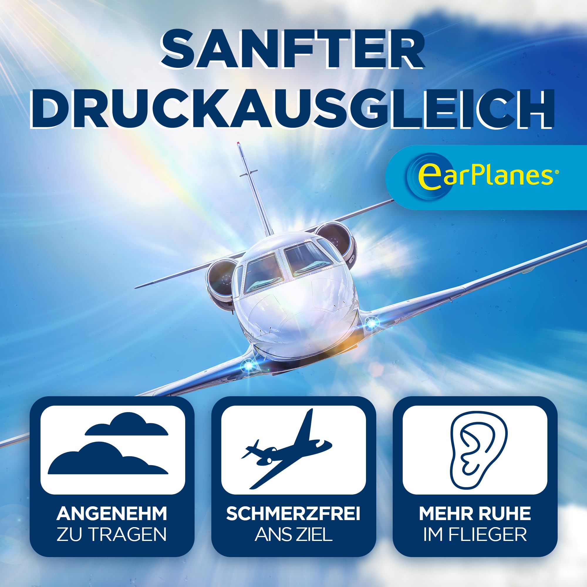 EarPlanes Tappi Per Orecchie 2 Pezzi, Antivolo Per Aereo, Silicone Morbido Riutilizzabile