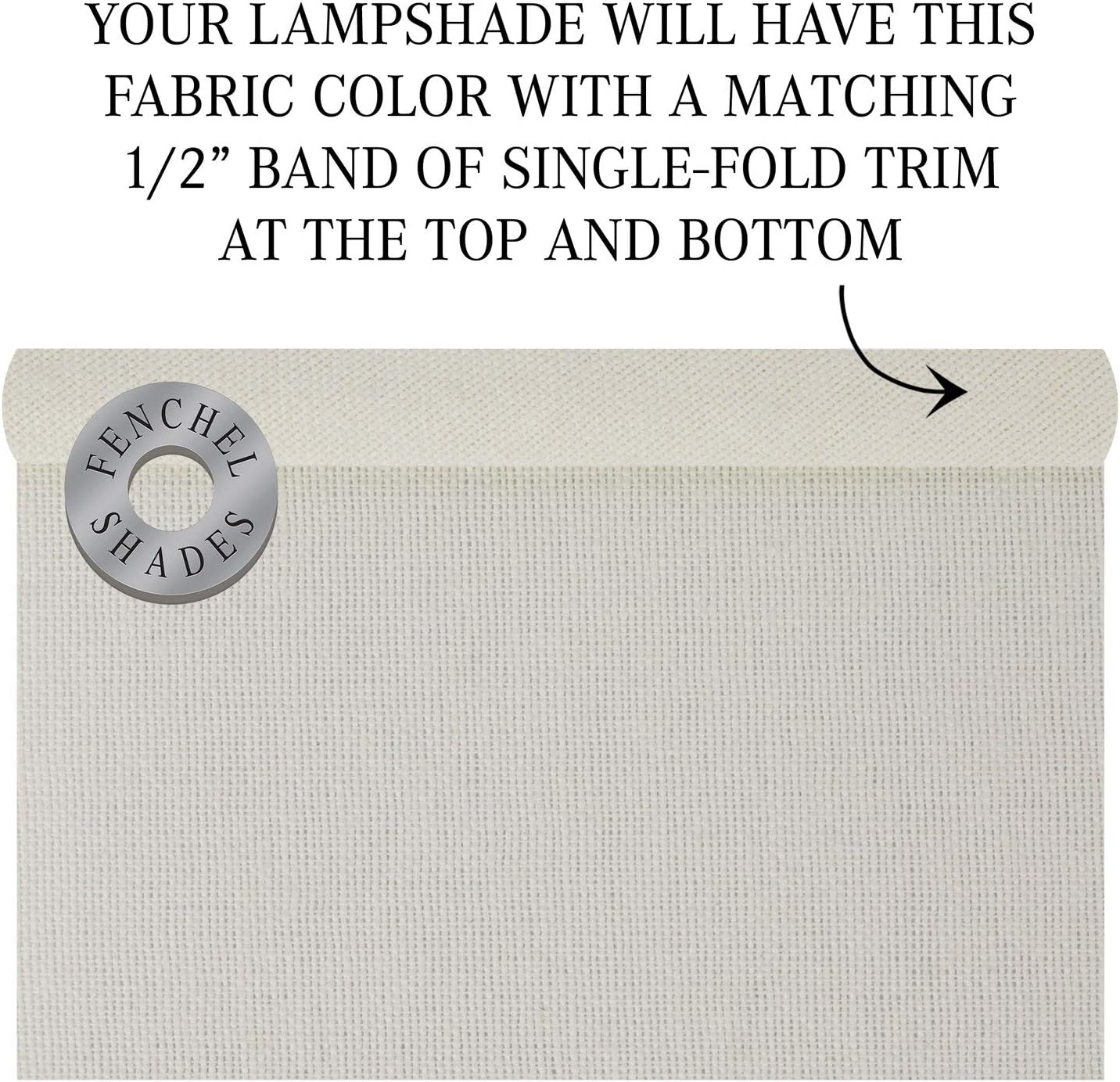 FenchelShades.com 6" Top Diameter x 6" Bottom Diameter 12" Height Fabric Drum Lampshade Spider Attachment Brass Hardware (Linen Cream)