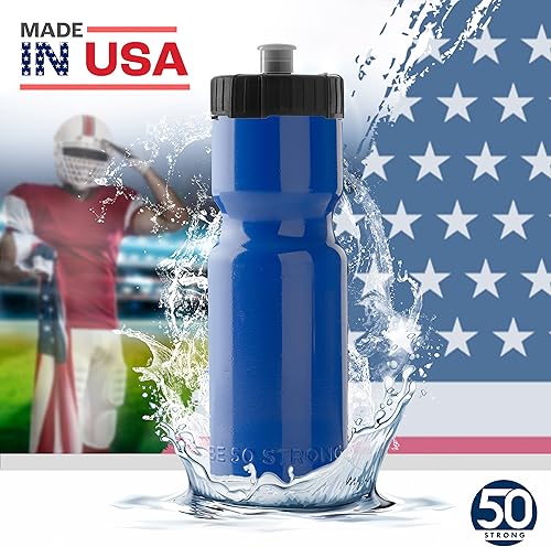 Miniatura 5 de Botellas de agua deportivas 50 Strong – Botellas de plástico reutilizables de 22 oz libres de BPA con tapa de tracción – Fabricadas en EE. UU.