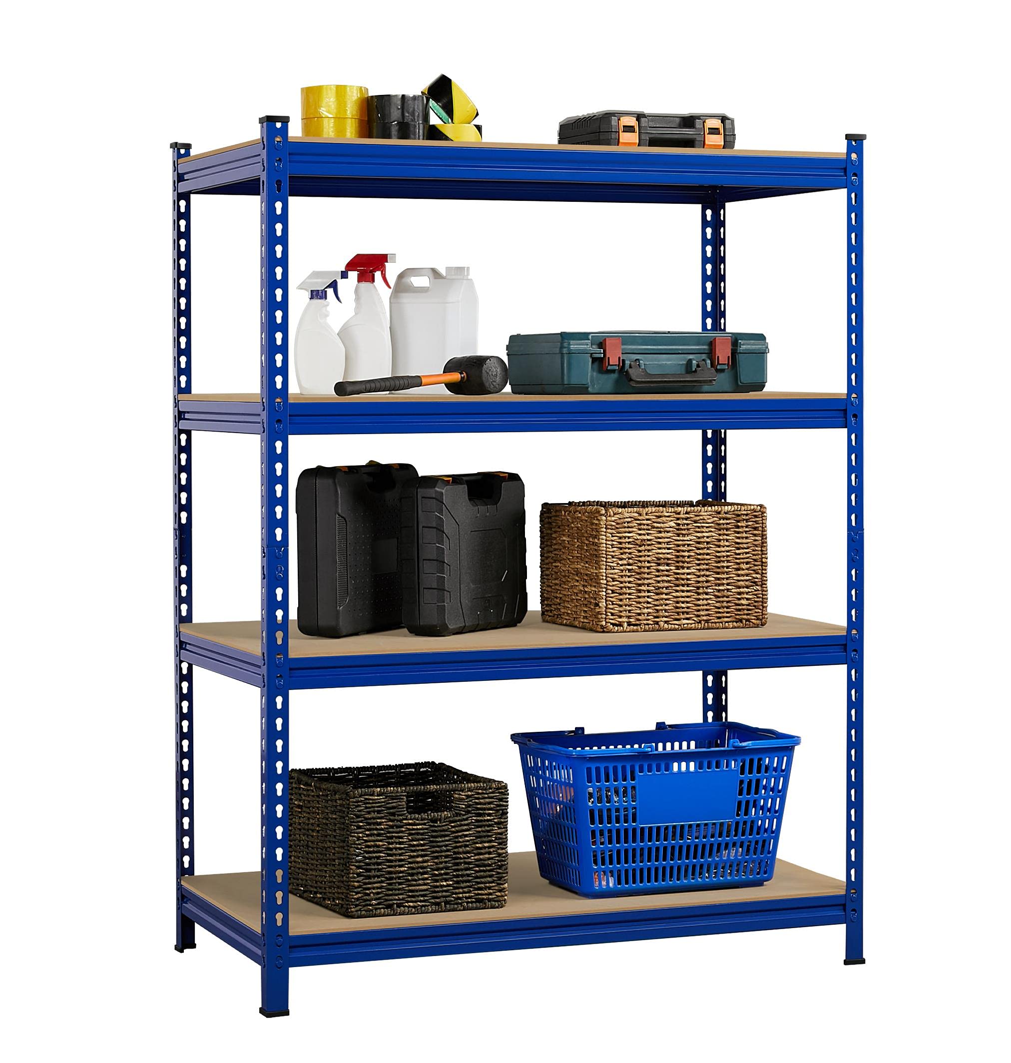 costoffs 4-Tier Garage Storage Multipurpose Shelves Storage Rack for kitchen,office,restaurants,commercial,exhibition,112 x 60 x 150cm Blue