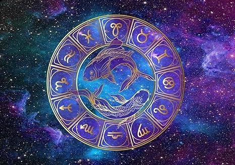 BELECO 7x5ft Fabric Pisces Horoscope Photography Backdrop Galaxy Universe Stars Backdrop Astrology Twelve Constellations Signs Zodiac Tarot Birthday Party Banner Home Decor Adults Teens Photo Props