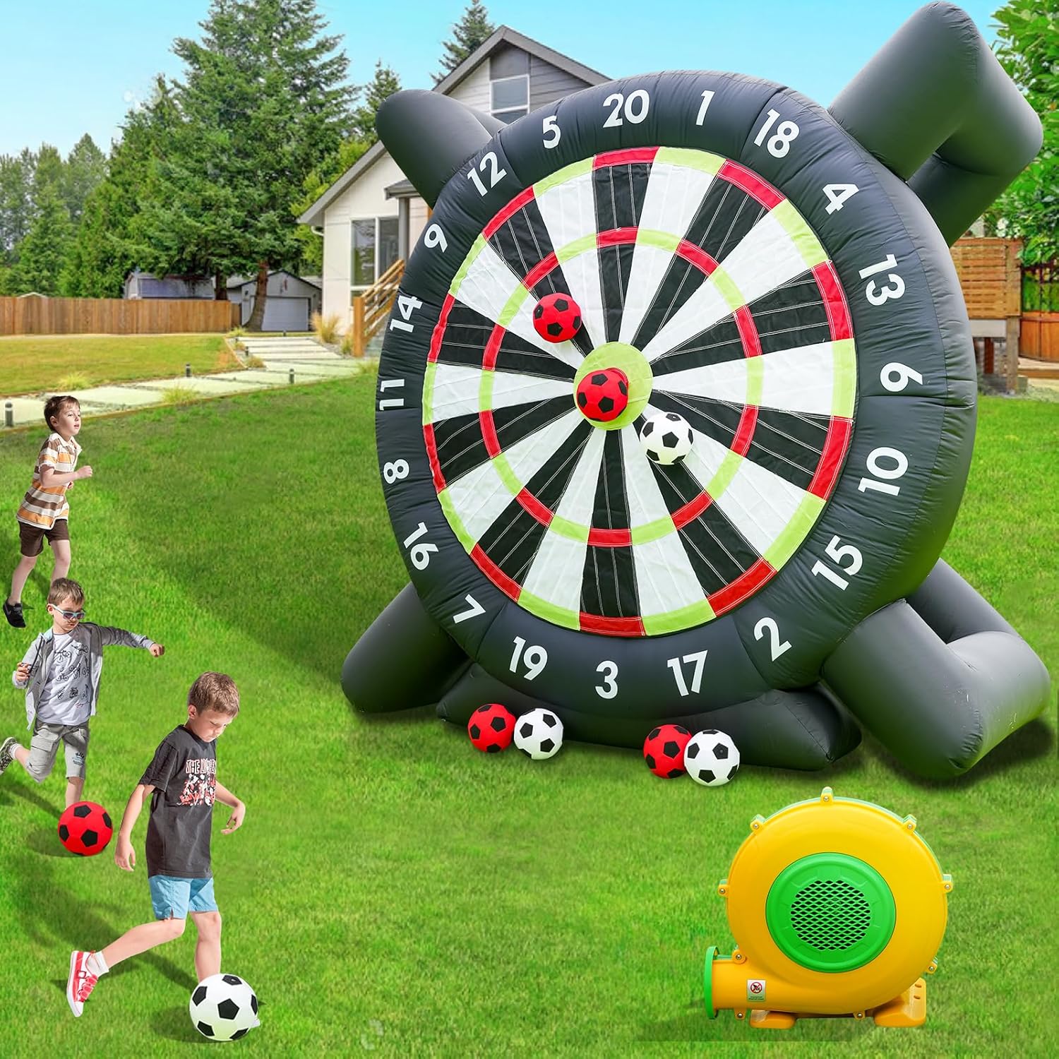 10FT Inflatable Soccer Dart Board for Adults.(Built-in UL Blower) Giant Soccer Dart Board Comes with 8 Soccer Balls for Outdoor Games,Carnival Games,Backyard Games,Camp Activities & Soccer Parties