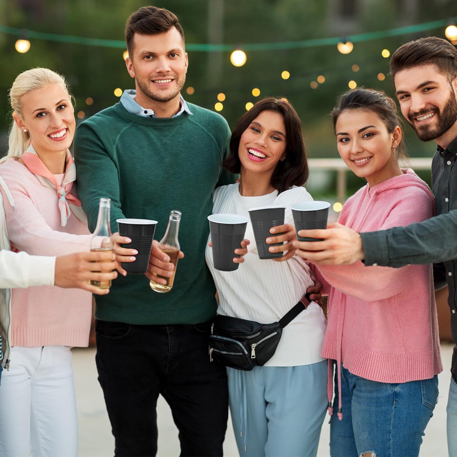 Kochorie 50 Pack 16 Ounce Disposable Plastic Cups Black Plastic Party Cups Heavy Duty Drinking Cup Bulk for Party Halloween Graduation Wedding Birthday Festival Supplies - Image 5