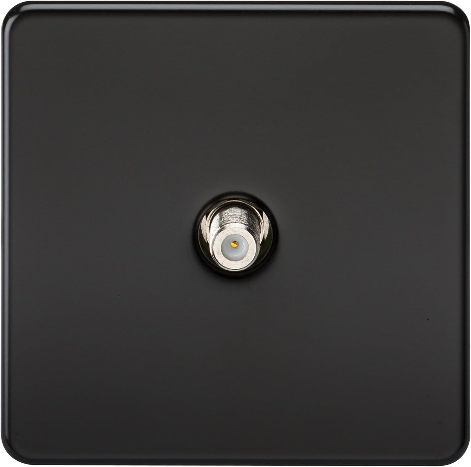 Knightsbridge SF0150MB (Non-Isolated) Screwless 1-Gang Sat Tv Outlet, Matt Black, Black / Black, TV + SAT (Non Isolated)
