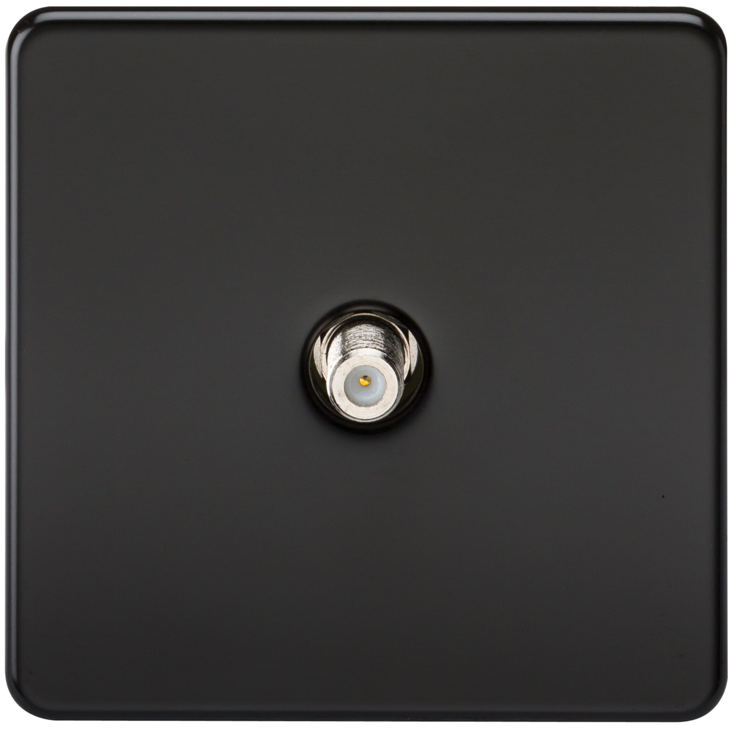 Knightsbridge Black / Black Sf0150mb (Non-Isolated) Screwless 1-Gang Sat Tv Outlet, Matt