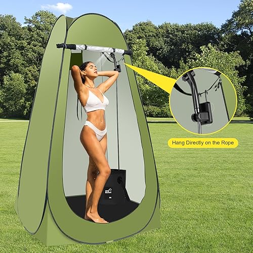 Miniatura 3 de Tienda portátil de ducha caliente para camping, tienda de privacidad desplegable con ducha de campamento recargable con calentador de agua de