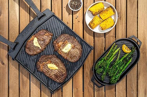 Miniatura 9 de ooni Plato Grizzler de hierro fundido de doble cara, plancha reversible de 13.6 x 12.5 pulgadas con mango extraíble y salvamanteles de acero