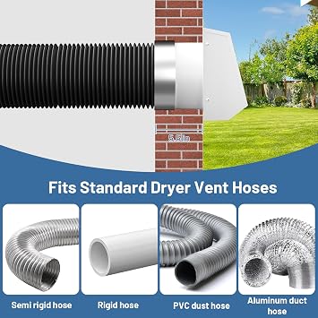 4 Inch Dryer Vent Cover Outside, Galvanized Steel Exterior Hooded Wall Vent Cover with Removable Screen & Cushioned Backdraft Flap, Exhaust Vent for House Through-Wall Dryer Vent Kit (White - 4 Inch)