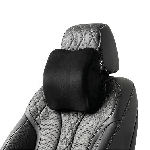 Lifelong Car Neck Pillow for Driving | 100% Memory Foam Headrest Cushion, Cervical Neck Pain Relief | Ergonomic Support, Adjustable Strap, Breathable Washable Cover & Universal Car Fit (LLNR01)