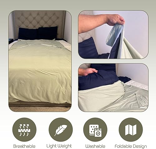 Miniatura 8 de Teal Skyes Forro para saco de dormir, 100% algodón de punto, ultraligero, XL para adultos y sábana de viaje para hoteles, hostales, viajes y