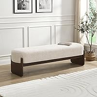 Christopher Knight Home Arden Minimalist Loop Yarn Ottoman Bench, Beige Upholstery Rubberwood Frame, Versatile Footstool for Living Room Bedroom Entryway