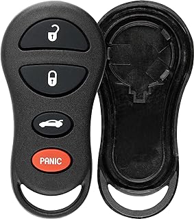 KeylessOption Black Replacement 4 Button Keyless Entry Remote Key Fob Shell Case and Button Pad