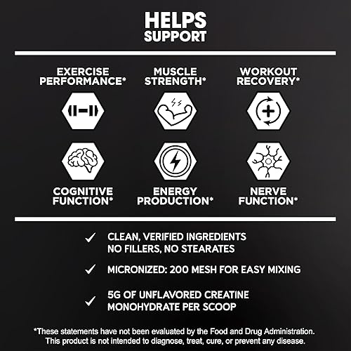 Miniatura 6 de BioEmblem Monohidrato de creatina en polvo, creatina micronizada sin sabor se mezcla fácilmente, fuerza muscular, recuperación de entrenamiento,