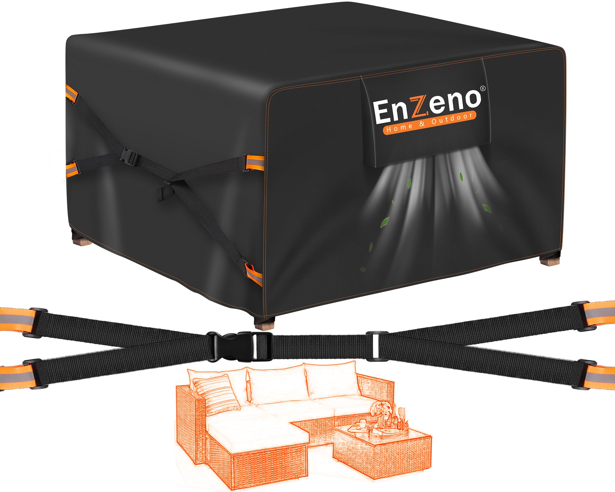 Enzeno New Upgrade Garden Furniture Covers,180x120x74cm Outdoor Table Cover Waterproof,500D Heavy Duty Patio Furniture Cover,Wider Vents for Outdoor Rectangle/Rectangular Table and Chair Set Covers. — view 23