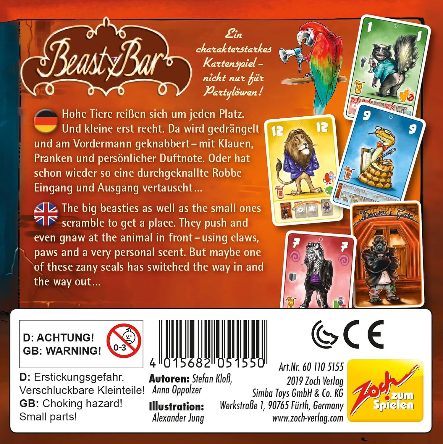 Zoch 601105155 Beasty Bar Card Game (New Edition), Multicoloured